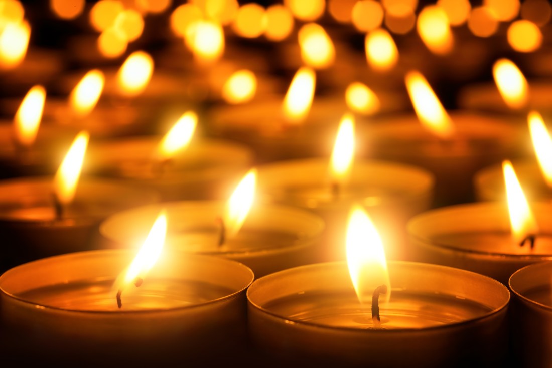 Candles glowing in the dark